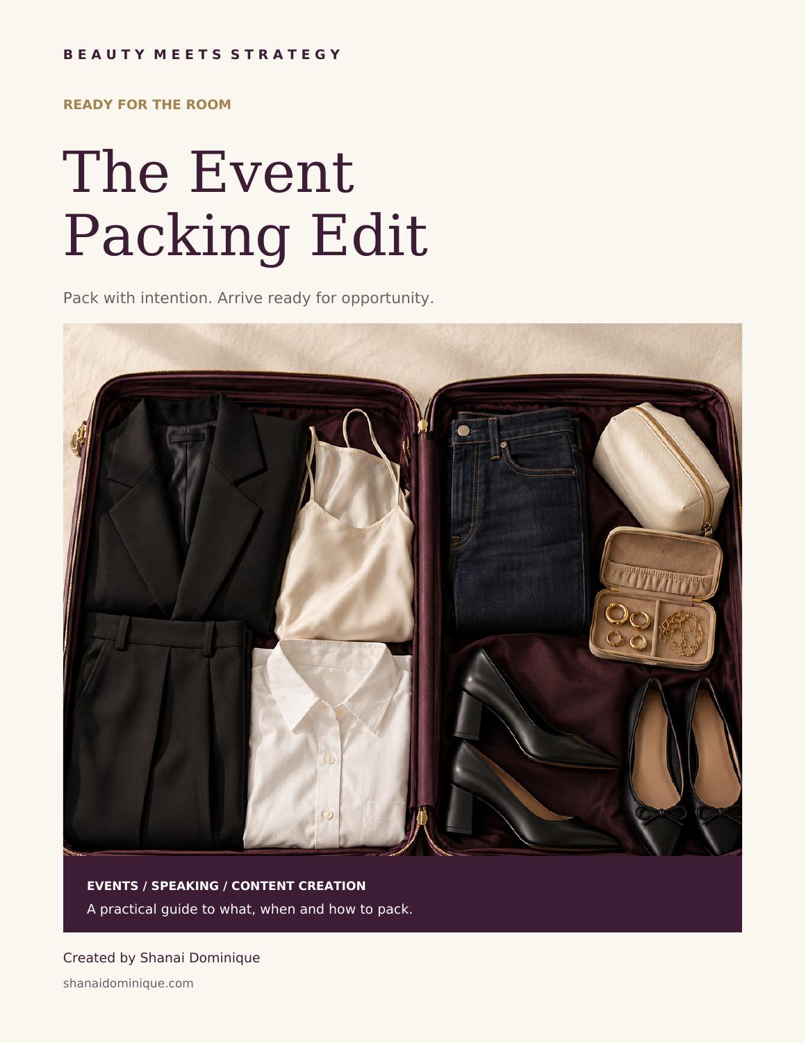 The Event Packing Edit, a free Beauty Meets Strategy packing guide